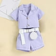 thumbnail image 2 of Odeerbi Baby Girls Clothes Toddler Outfit Summer Little Kid Suit Pack Shorts Set Children's Clothing Purple, 2 of 9