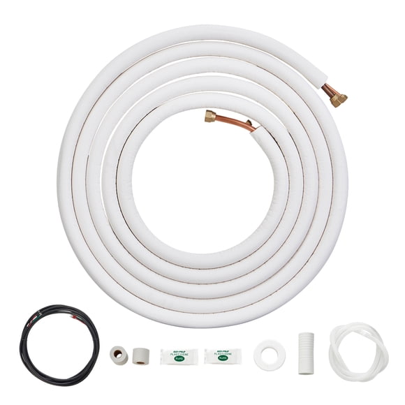 VEVOR 1/4" & 1/2" O.D Copper Pipes Tubing and Triple-Layer Insulation 25FT Mini Split Line Set