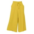 thumbnail image 4 of nochalofo Yellow Linen Pants Women, Womens Flowy Wide Leg Pants Casual Summer Beach Elastic Waist Trousers Trendy Business Work Pants with Pockets, 4 of 5