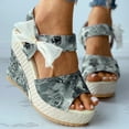 thumbnail image 4 of POINTERTECK Sandales Compensées à Plateforme pour Femmes Mode Fleur Lacets Chaussures, 4 of 6