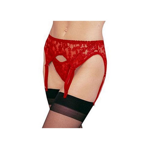 Women's 2-Piece Lace Garter Belt Set with Matching Thong, Red, Plus Size Walmart.com