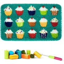 Latch Hook Rug Kits for Adults Kids Beginners DIY Needlework Craft Canvas Sewing Yarn 16"x24" (Ice Cream)