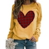 KZKR Women Love Heart Grahic Print Sweatshirts Crewneck Long Sleeve Pullover Casual Blouse Tops