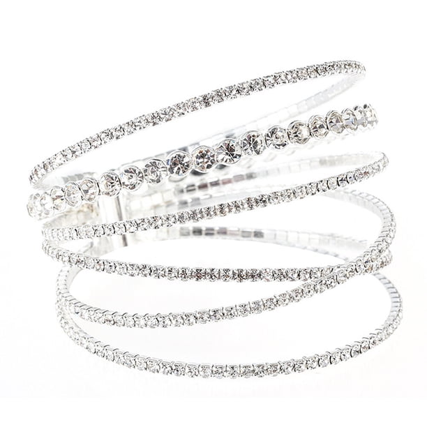Pulsera de diamantes de imitación, brazalete de cristal, joyería de mano con diamantes de imitación brillantes, decoración