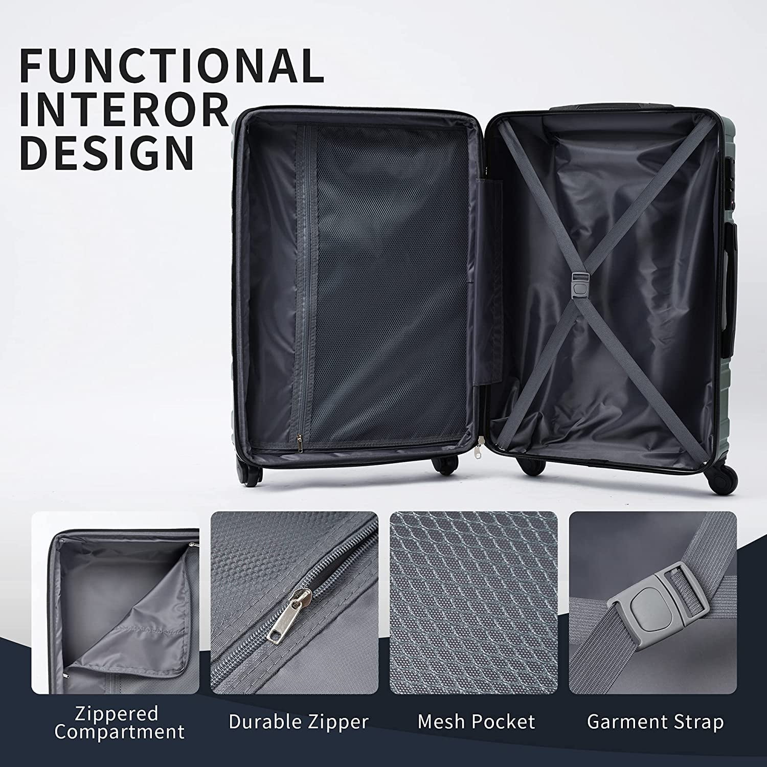 Merax 3 Pcs Luggage Set Expandable Hardside Lightweight Spinner Suitcase with TSA Lock Orange Upgraded Version 