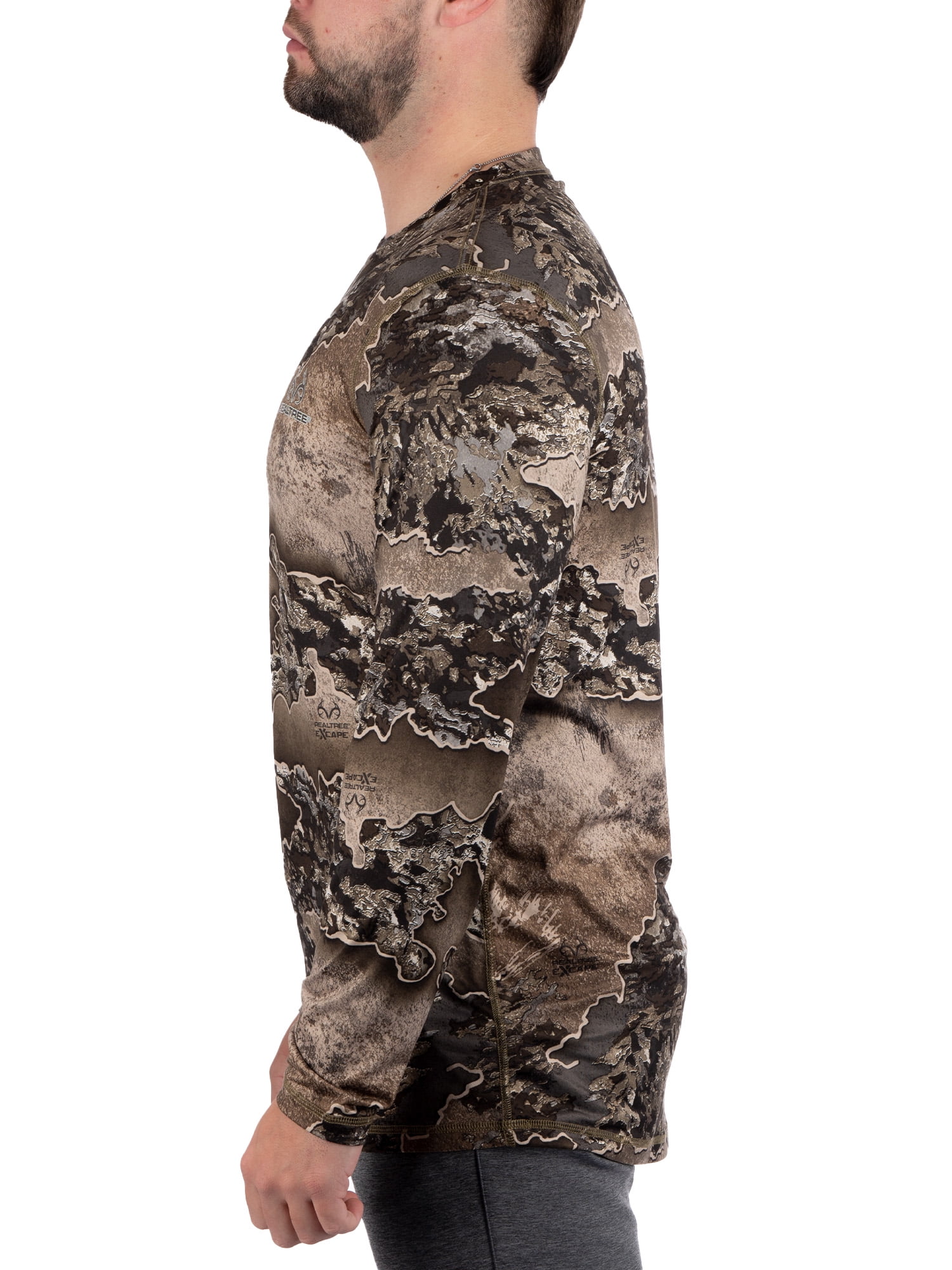 Men's Long Sleeve Camo Tee Scent Control Cotton Shirt by Realtree, Sizes S-3XL
