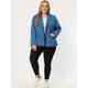 thumbnail image 2 of Chaquetas de talgrande pamujer Blazer de solade denim elástico con bloque de color en contraste azul medio XL, 2 of 5