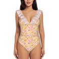 thumbnail image 2 of Assorted Biscuits-Pink Monokini New Ruffle One Piece Swimsuit Female Sexy Swimwear Women Print Bathing Suit Make Merriness, 2 of 5