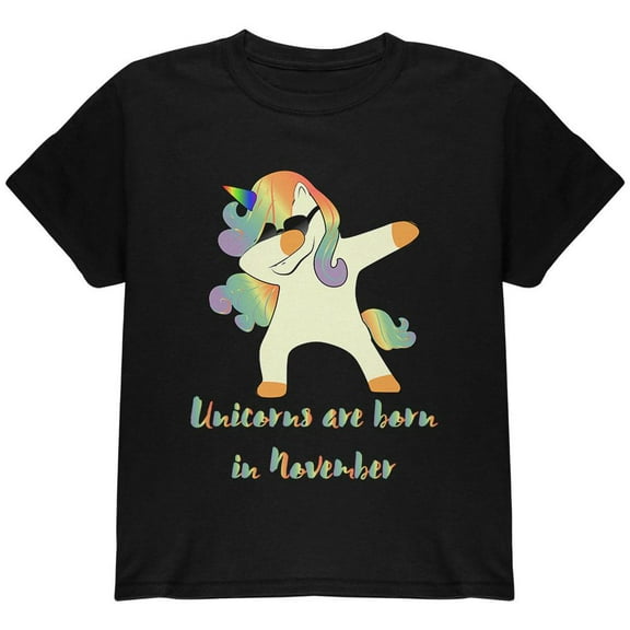 November Birthday Dabbing Unicorn Sunglasses Youth T Shirt