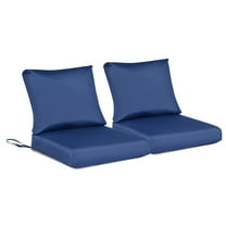 AOODOR Outdoor Chair Cushions Set of 2, 21"x21", Water Resistant Outdoor Deep Seat Cushions with Handle & Adjustable Straps, Navy Blue