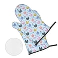 thumbnail image 2 of Oven Mitts and Pot Holders 4 Piece, Artistic Cute Cartoon Cat Fishbone High Heat Slip Resistant Oven Mitt and Trivets Set Kitchen Oven Glove Pot Holders for Cooking Baking Grilling, 2 of 7