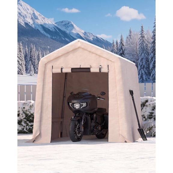 Outdoor Storage Shed Motorcycle Tent with Galvanized Steel Frame, Waterproof Ventilated Garden Tool Shelter for Bicycle Motorcycle Lawn Equipment
