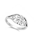 thumbnail image 4 of CHOOSE YOUR COLOR Filigree Swirl Cross Ring Love Heart .925 Sterling Silver Band Jewelry Female Size 5, 4 of 4