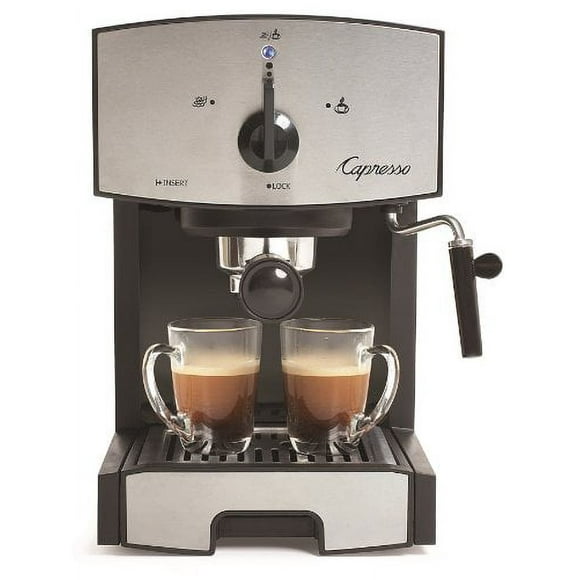 Capresso 117.05 Machine Espresso et Cappuccino à Pompe en Acier Inoxydable, Noir/inoxydable