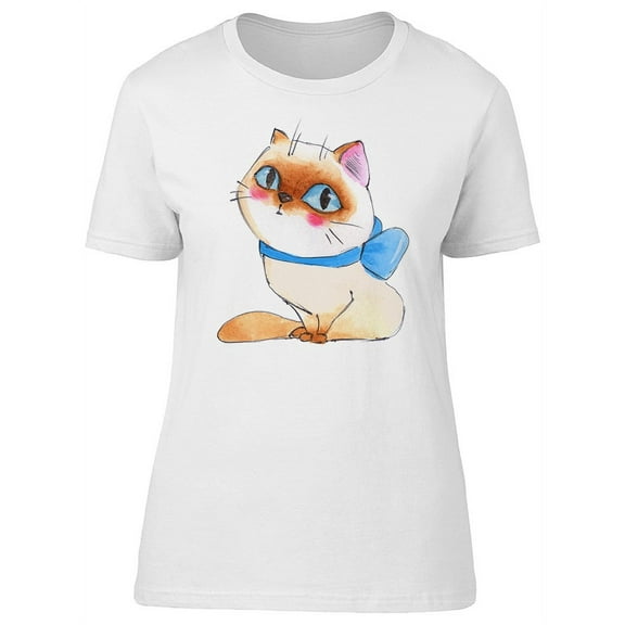 Cute Watercolor Baby Kitten T-Shirt Women -Image by Shutterstock, Female Small