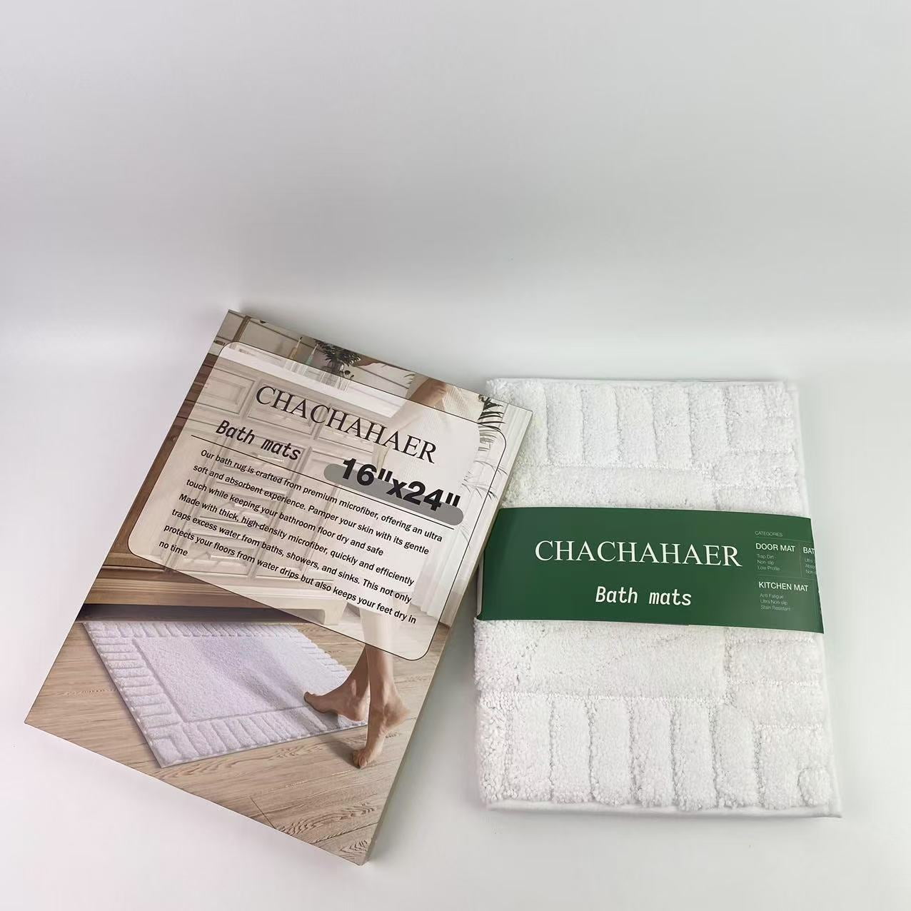 CHACHAHAER Bath mats,White Classic Luxury Bath Mat Floor Towel  - Absorbent Cotton Hotel Spa Shower/Bathtub Mats 16"x24" | 1 Pack | White