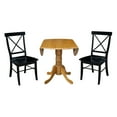 thumbnail image 5 of International Concepts Solid Wood 3-Piece Dining Set with 42 in. Dual Drop Leaf Dining Table and 2 Cross Back Dining Chairs in Oak/Black, 5 of 8