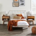 thumbnail image 2 of Twin Mid Century Solid Wood Spindle Bed in White, 2 of 13