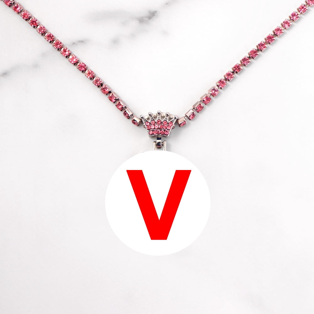 N♡a Bling Rhinestone Alphabet A-Z Initial Name Pendant Necklace For