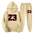 thumbnail image 3 of SGMVNU Men's Casual Sweatsuits 2 Piece Set Hooded Sweatshirt And Jogger Set Letter Print Soft Sport Comfort Wear Fall Winter Suit Sets (Khaki, 3XL), 3 of 5