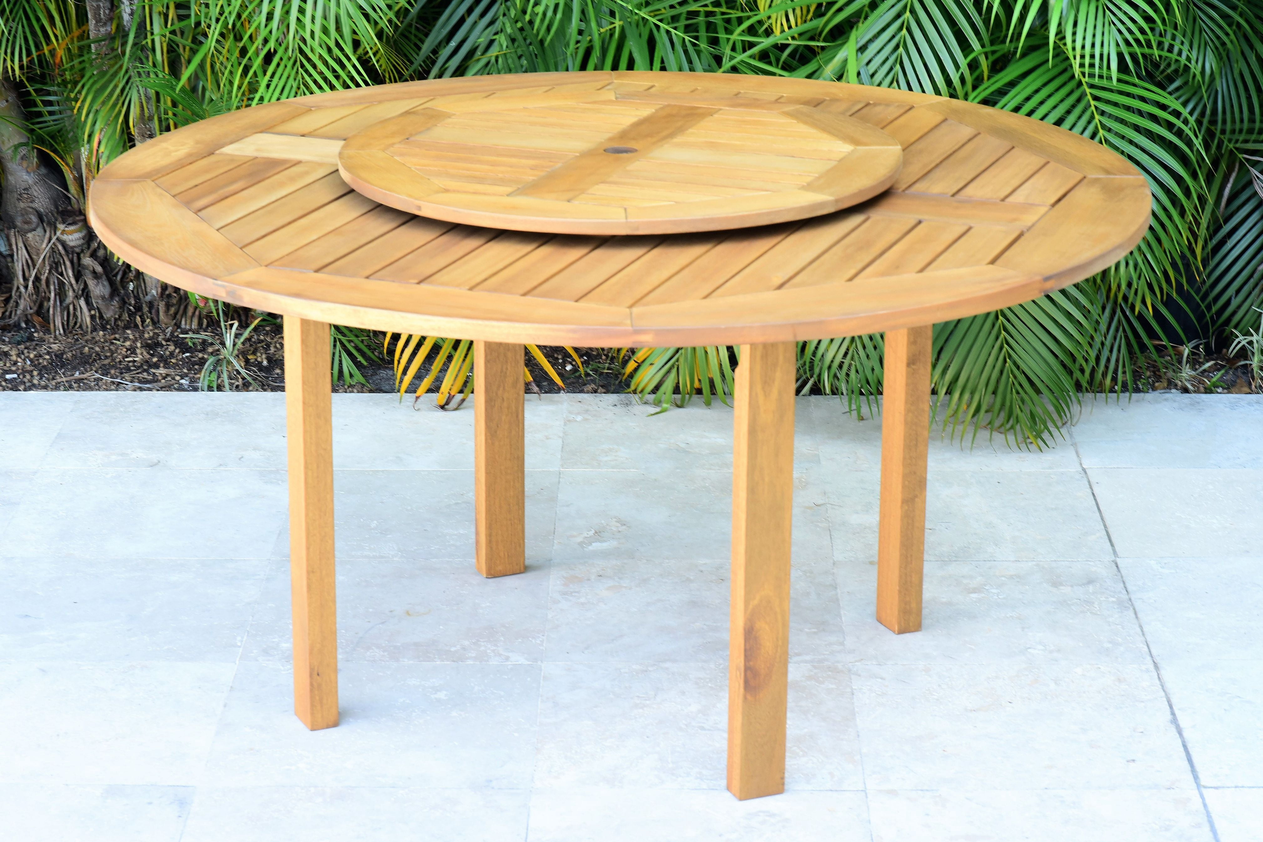 Amazonia Calgary 7 Pieces Lazy Susan Teak Finish Round Patio Dining Set