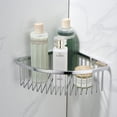 thumbnail image 1 of Cesta de estante de esquina para baño, ducha, ultra resistente, resistente a la corrosión, organizador de estantes de acero inoxidable, soporte para champú, estante de almacenamiento montado, 1 of 7