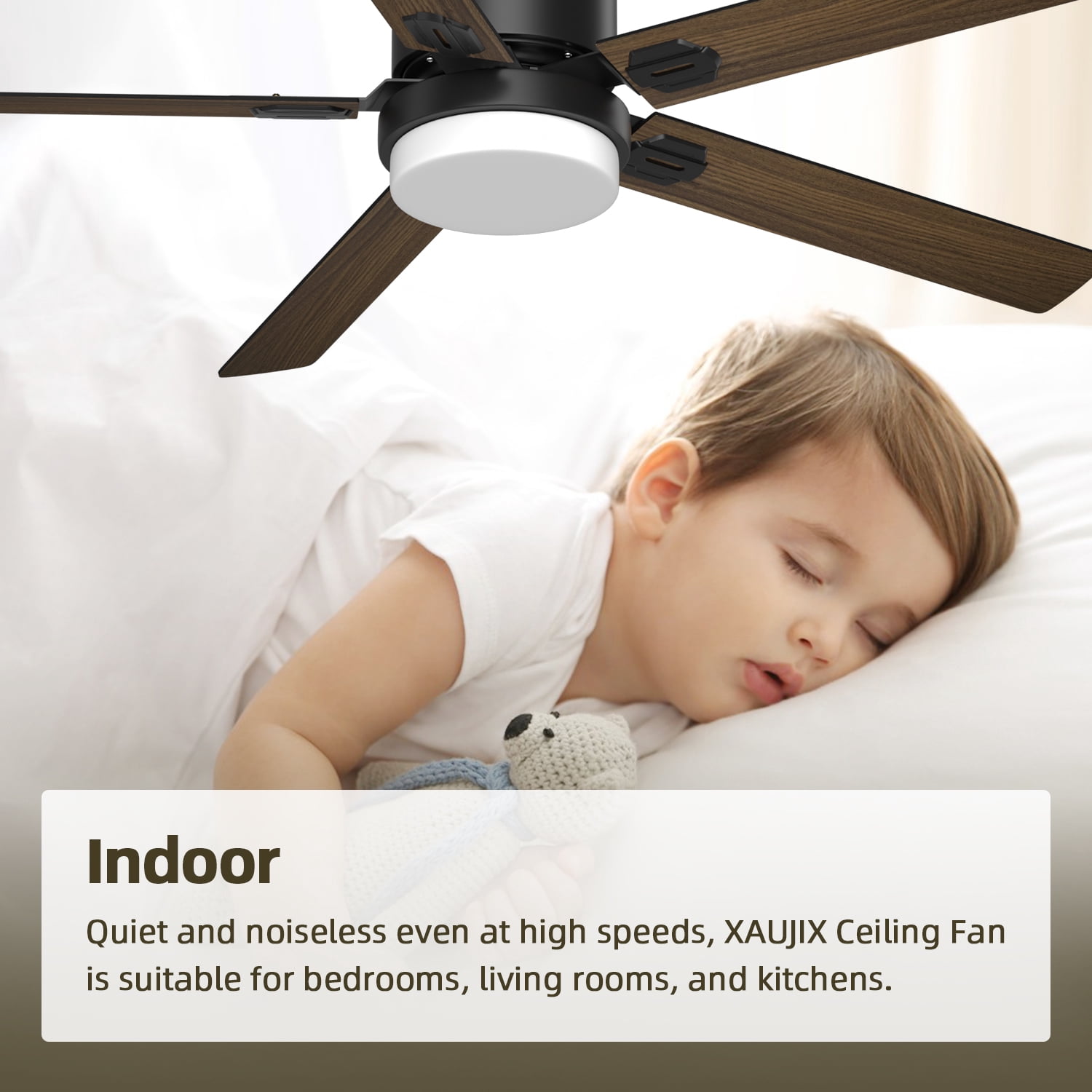 Xaujix Ceiling Fans with Lights and Remote Control, 60 inch Indoor Outdoor Ceiling Fan 6 Speed Silent Reversible Motor for Patio Farmhouse Bedroom Living Room