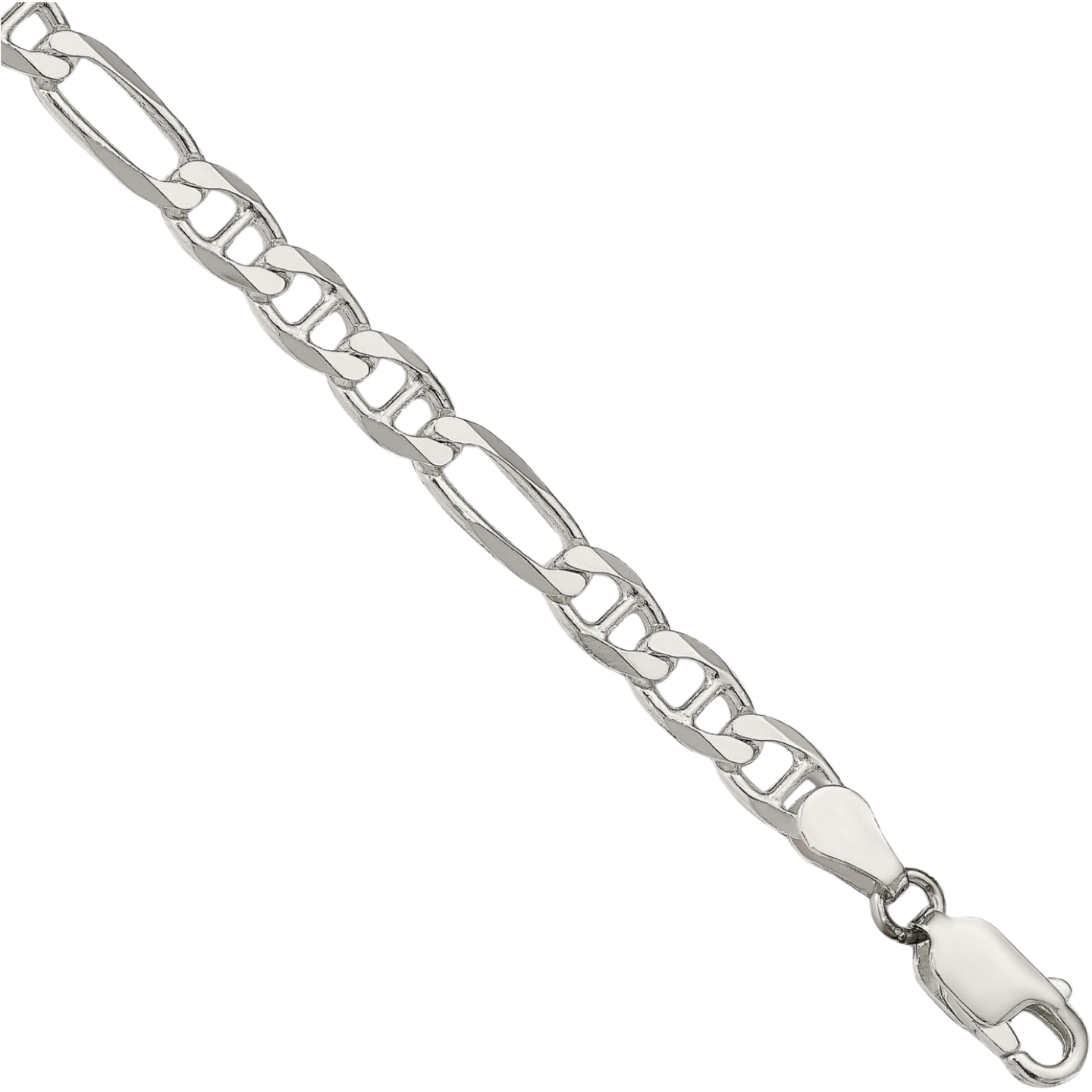 925 Sterling Silver 4.5mm Figaro Link Anchor Mariner Chain Bracelet