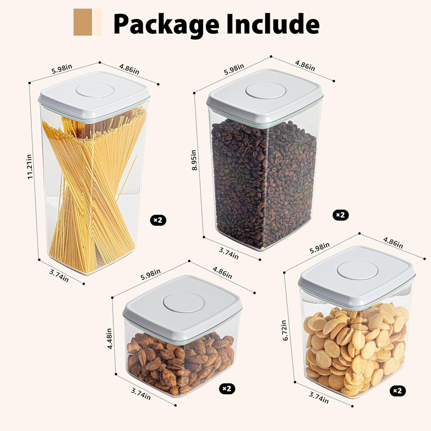 Uamector Pop Container Sets, 8-Piece Airtight Food Storage Containers