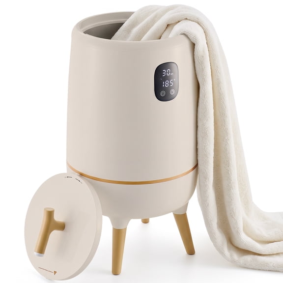 SHOUFTW 20L Towel Warmer Bucket, 450W Heated Towel Warmer with 4 Heat Level, Remote Control & Aromatherapy Box,Khaki