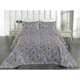 thumbnail image 2 of Ambesonne Floral Quilted Bedspread Set 3 Pcs, Art Autumn Blooming Flowers, King, Pale Purpleblue Lilac, 2 of 4