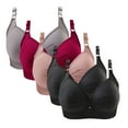 thumbnail image 1 of Miqool 5 Pack Plus Size Wire Free Bras for Women, Comfort Padded Push Up Bra Full-Coverage Lift Up Stretch Wireless Bras Lightly Lined Breathable Bralettes Smoothing T-Shirt Bra Everyday Underwear, 1 of 2