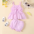 thumbnail image 3 of OSOLU Children Girls Outfits Summer Cute Sleeveless Striped Vest with Lace Shorts 2 Piece Casual Party Wear Classic Vacation Clothing Sets, 3 of 5