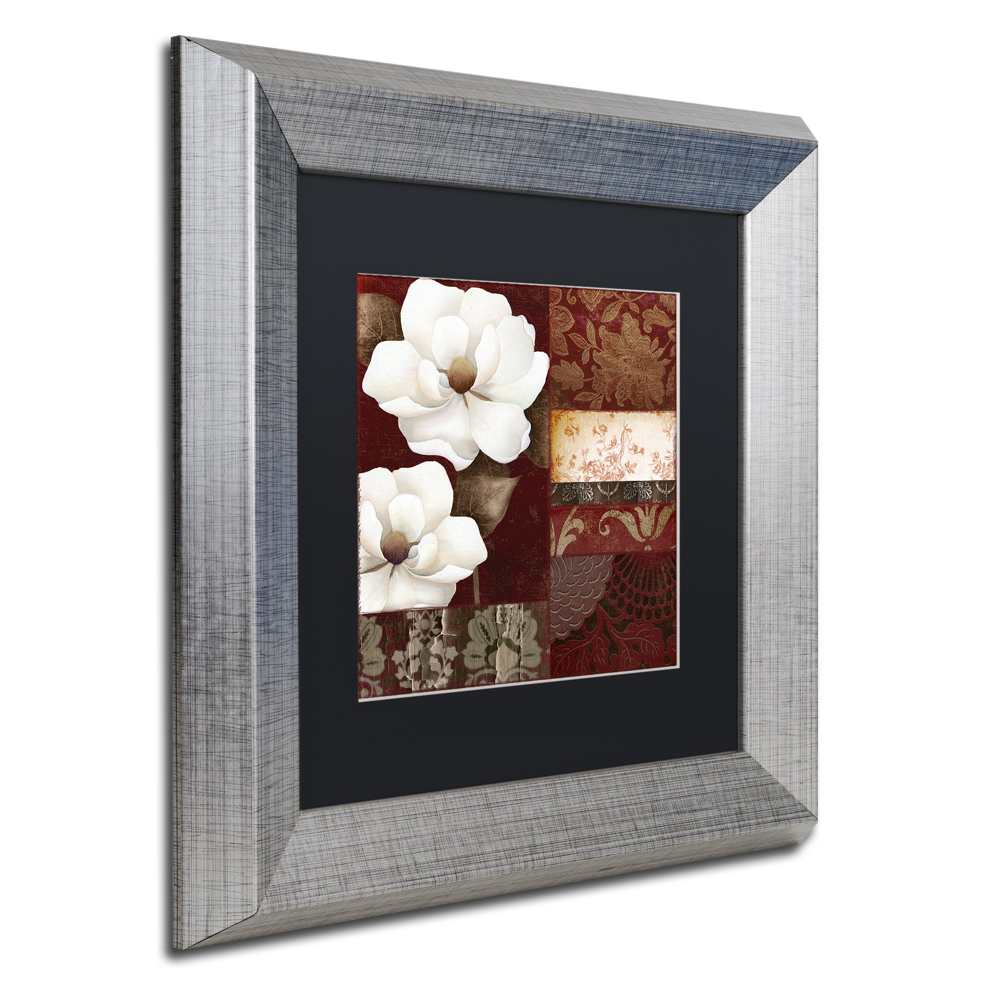 Trademark Fine Art "Flores Blancas III" Canvas Art by Color Bakery Black Matte, Silver Frame