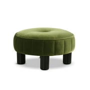 Jennifer Taylor Home Riley 16 Round Footstool Ottoman Olive Green Velvet