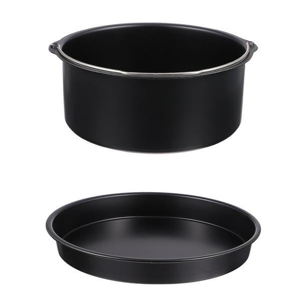 1 juego/2 piezas de accesorios para freidora de aire de 6 pulgadas con bandeja para pizza y pastel de acero al carbono
