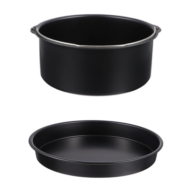 1 Set/2PCS 8 inch Air Fryer Accessories with Carbon Steel Cake Barrel Pizza Pan