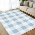 thumbnail image 4 of 8x10 Area Rugs, Blue Checkered Non-Skid Rubber Backing Large Rectangle Rugs - Living Room Bedroom Home Office, Blue White Buffalo Plaid Indoor Floor Mat Carpets Washable Rug, 4 of 9
