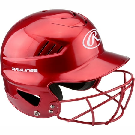 Adult Football Face Guard - Rawlings Vapor Baseball Batter's Helmet with Face Guard, Red