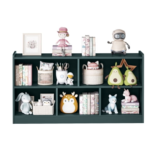 DEGUO Wooden Storage Cabinet, 5-Section Montessori Bookshelf, Kids Toy Storage Organizer Book Shelf for Kids Rooms, Classroom, Playroom, Nursery, Preschool Book Shelves