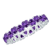 Rosec Jewels 6 CT Claw Set Amethyst Ring, Heart Shape Amethyst Gold Eternity Ring for Women, 14K White Gold, US 6.50