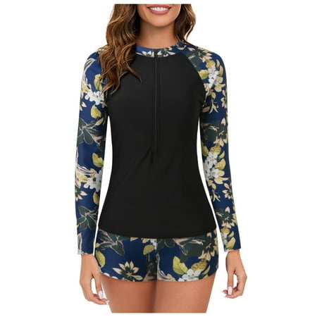 

Women s Long Sleeve Rash Guard Swimsuit Printed Zipper Surfing Swimsuit Bathing Suit