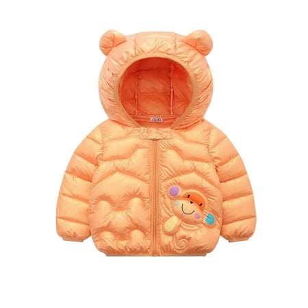 

Aompmsdx Toddler Boys Girls Winter Windproof Cartoon Monkey Prints Bear Ears Hooded Coat Jacket Kids Warm Outerwearbaby Accessories