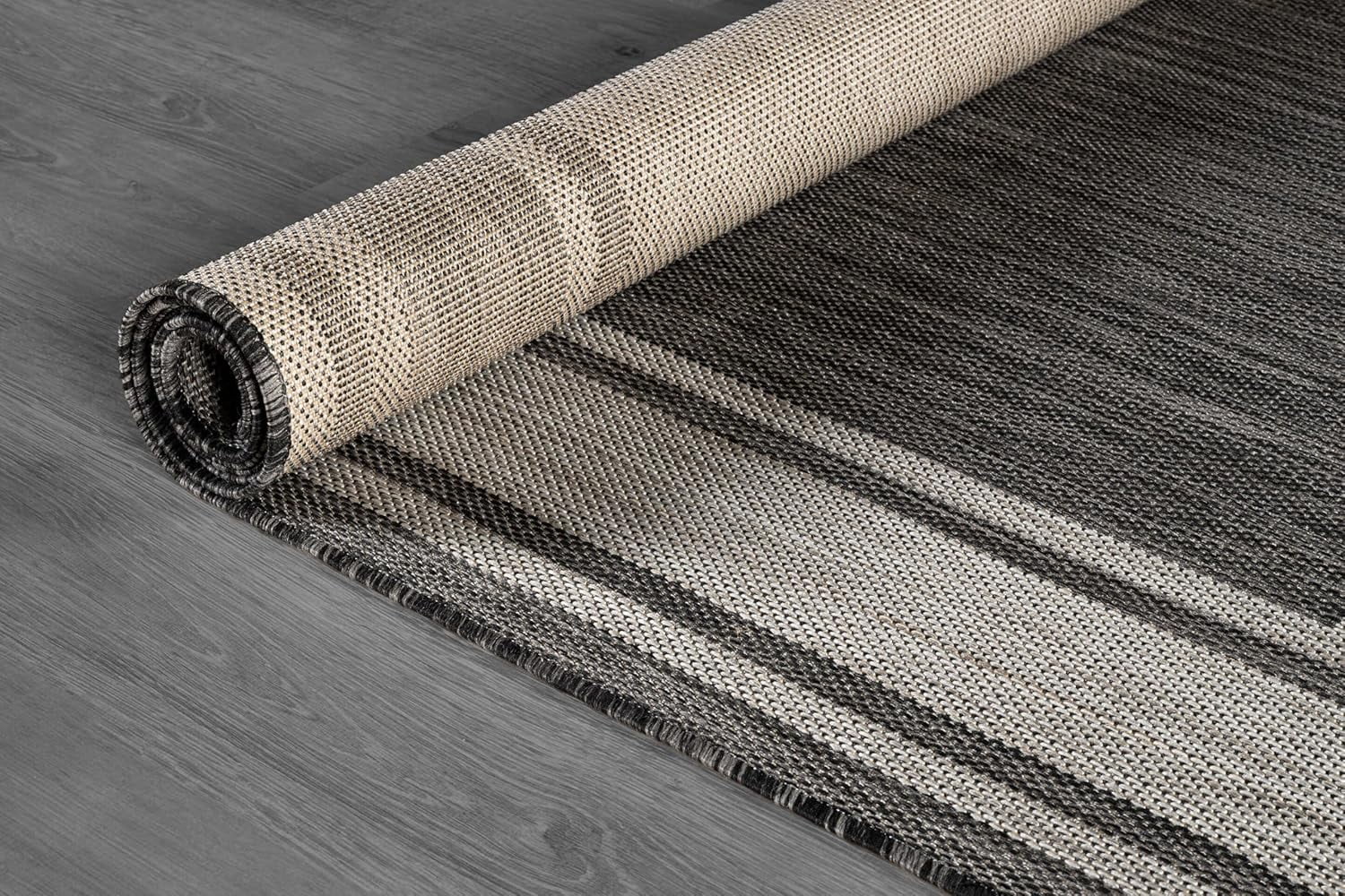Beverly Rug Floral Bordered Washable Outdoor Indoor Area Rugs 9x12 Dark Gray