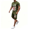 thumbnail image 3 of VeFlora Men's 250 Years USA 2 Piece Outfit Set, Patriotic Graphic T-Shirt + Drawstring Shorts, 4th of July Summer Casual Wear for Daily, Vacation & Party(Army Green/XXL), 3 of 3
