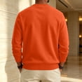 thumbnail image 4 of Mens Fleece Crewneck Sweatshirt Casual Stylish Long Sleeve Sweat Shirt Fall Winter Warm Comfy Pure Color Tops Saffron L, 4 of 6
