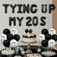 thumbnail image 2 of Tying Up My 20s Decorations Tying Up My 20s Foil Balloon Black White Latex Balloon with Ribbon Bows Coquette 30th Birthday Decorations for Women Death To My Twenties Party Supplies, 2 of 5