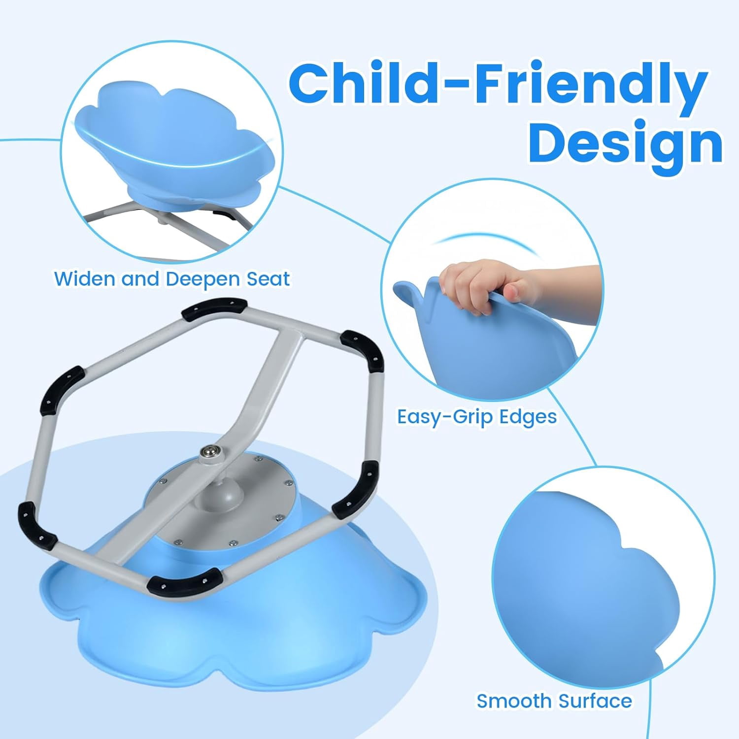 OLAKIDS Sensory Spinning Chair, Flower Shape 360° Swivel Seat for Autistic Kids Autism ADHD Children with Non-Slip Design, Sit and Spin Toy for Body Balance Coordination Training