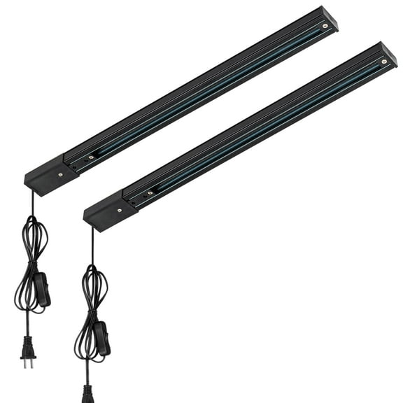 KAYYELAMP 2-Pack Black 15Feet Plug in Corded H-Type Track Lighting Bar 110V Single Circuit 3-Wire Track Lighting Rail Part 19.6 Inches