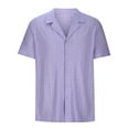 thumbnail image 3 of TAGOLD Button Down Shirt for Men Fashion Short Sleeve Dress Shirts Men Casual Fashion Turndown Collar Solid Short Sleeve Button Shirt Tops Blouse Purple XL, 3 of 4